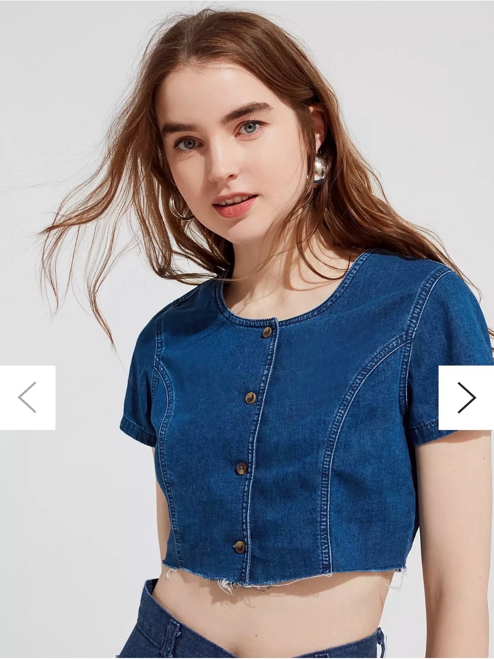 Button-Down Denim Cropped Top